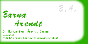 barna arendt business card